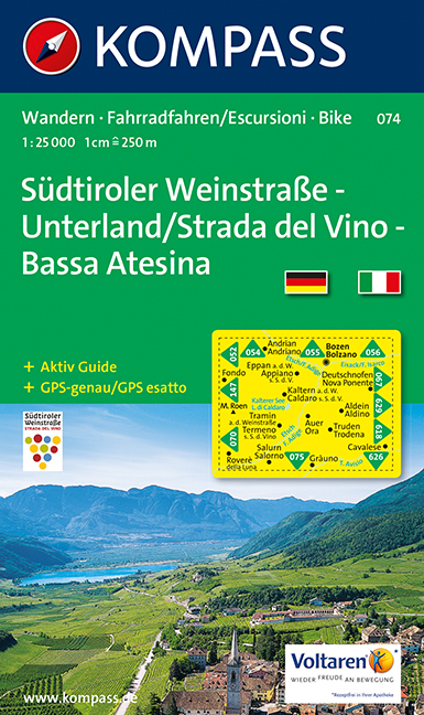 KOMPASS Wanderkarte S&uuml;dtiroler Weinstra&szlig;e - Unterland / Strada del Vino - Bassa Atesina - 