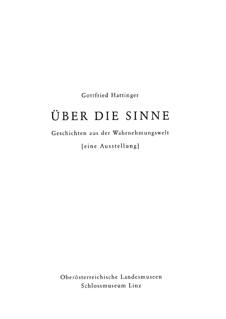 &Uuml;ber die Sinne - Gottfried Hattinger