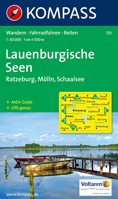 KOMPASS Wanderkarte Lauenburgische Seen - Ratzeburg - M&ouml;lln - Schaalsee - 
