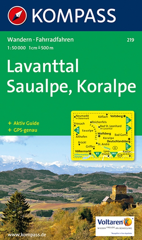 KOMPASS Wanderkarte 219 Lavanttal - Saualpe - Koralpe
