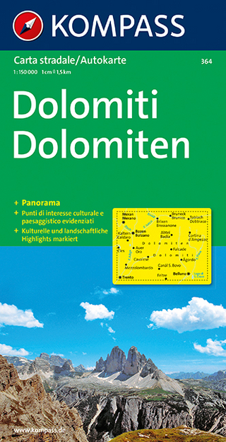 Dolomiten, Dolomiti Panorama mit Autokarte