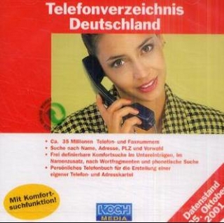 Telefonverzeichnis Deutschland, Herbst 2001, 1 CD-ROM