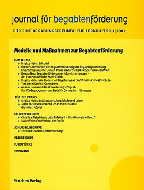 journal f&uuml;r begabtenf&ouml;rderung 1/2002