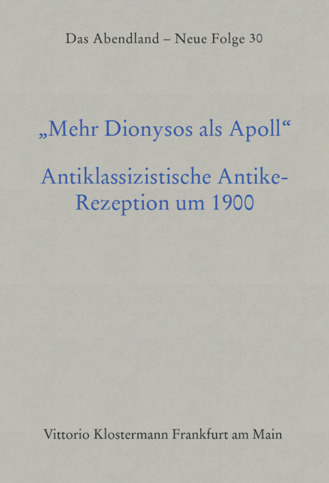 Mehr Dionysos als Apoll - 