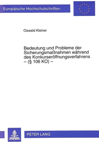Bedeutung und Probleme der Sicherungsmaßnahmen während des Konkurseröffnungsverfahrens - ( 106 KO) -
