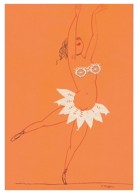 Ohne Titel / T&auml;nzerin (Postkarte, 20 Ex) - Tomi Ungerer