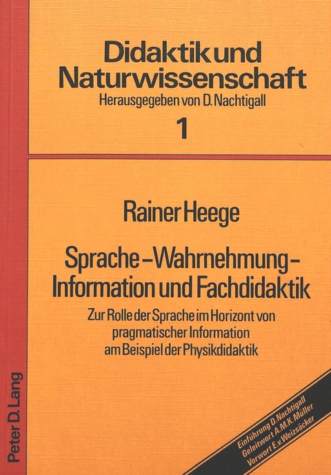 Sprache - Wahrnehmung - Information und Fachdidaktik - Rainer Heege