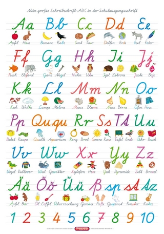 Fragenbär-Lernposter: Mein großes Schreibschrift-ABC in der Schulausgangsschrift (SAS), L 70 x 100 cm