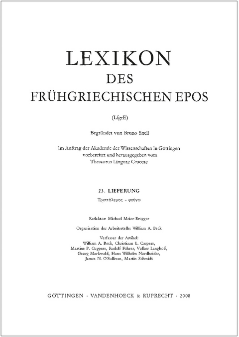 Lexikon des fr&uuml;hgriechischen Epos Lfg. 23 - 