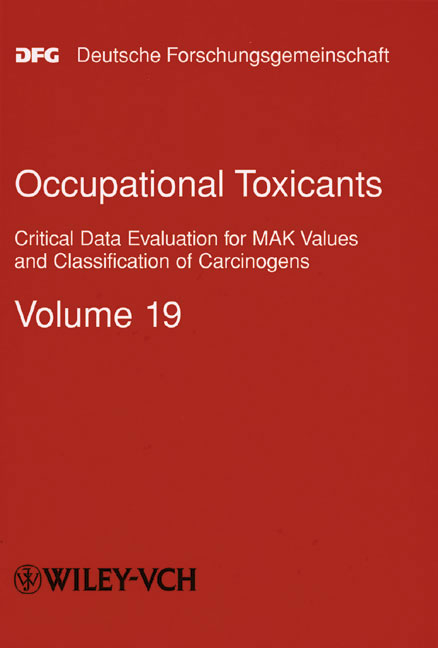 "MAK-Collection for Occupational Health and Safety. Part I: MAK Value Documentations. (was ""Occupational Toxicants: Critical Data Evaluation for MAK Values and Classification for Carcinogens"" until Vol. 20)" - 