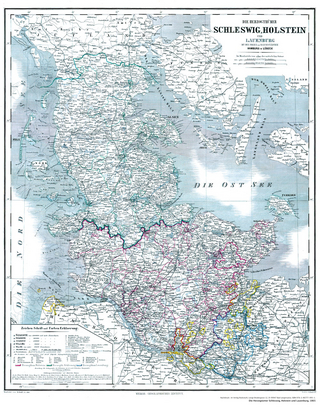 Hist. Karte: Herzogtümer Schleswig, Holstein und Lauenburg 1865 (Plano)