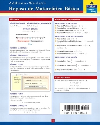 Spanish Basic Math Study Card