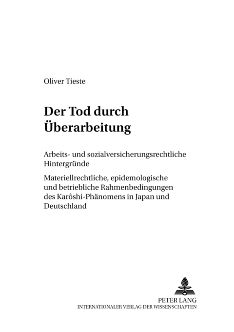 Der Tod durch Ueberarbeitung - Oliver Tieste