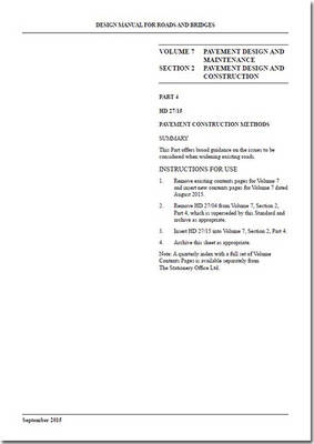 Design manual for roads and bridges -  Great Britain: Highways Agency