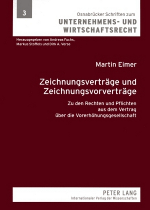 Zeichnungsvertr&auml;ge und Zeichnungsvorvertr&auml;ge - Martin Eimer