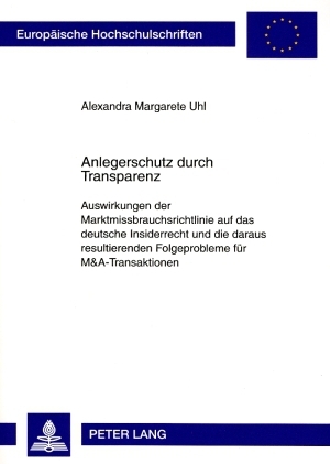 Anlegerschutz durch Transparenz