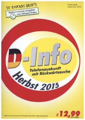 D-Info Telefonauskunft mit Rückwärtssuche Herbst 2015, 1 CD-ROM