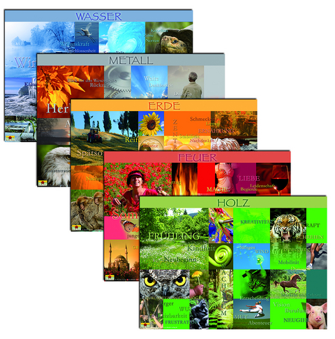 F&uuml;nf-Elemente-Schaubilder (Holz, Feuer, Erde, Metall, Wasser) DIN A3 - Nirgun W. Loh, Sakina K. Sievers