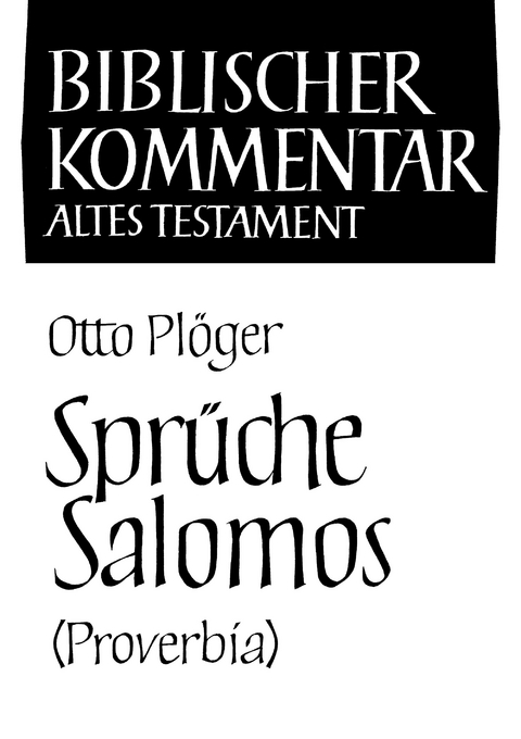 Spr&uuml;che Salomos (Proverbia) - Otto Pl&ouml;ger