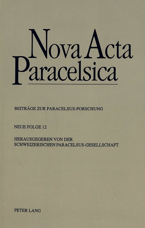 Nova Acta Paracelsica - 