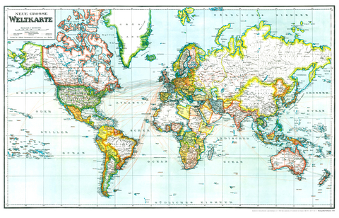 Hist. Karte: NEUE GROSSE WELTKARTE 1940 [gerollt]