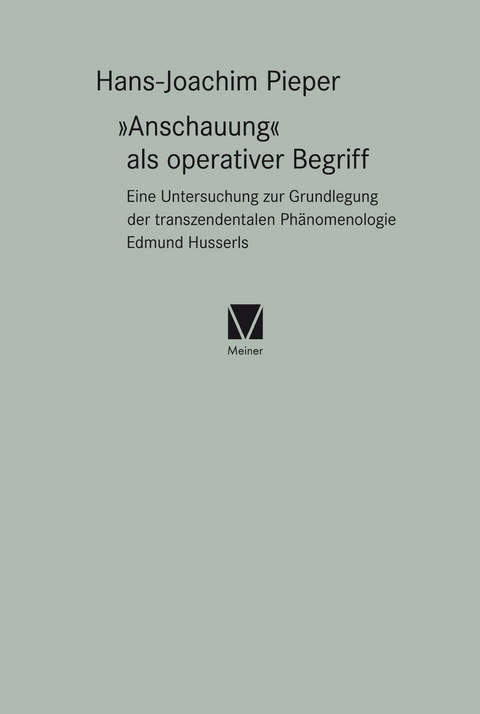 »Anschauung« als operativer Begriff - Hans-Joachim Pieper