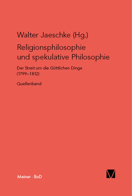 Religionsphilosophie und spekulative Theologie - 