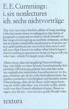 i, six nonlectures /Ich, sechs Nichtvortr&auml;ge - Edward E Cummings