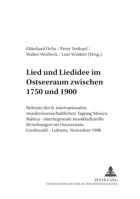 Lied und Liedidee im Ostseeraum zwischen 1750 und 1900 - 