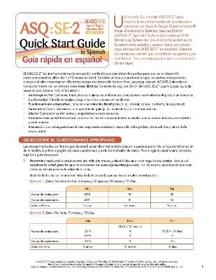 Ages & Stages Questionnaires®: Social Emotional (ASQ®:SE-2): Quick Start Guide (Spanish) / Guia Rapida En Espanol