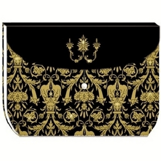 Großes Einschreibbuch Handtasche: Gold-schwarzes Ornament