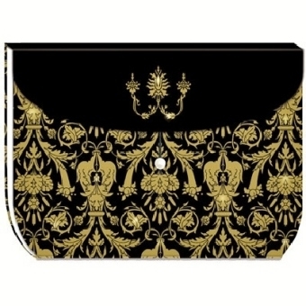 Gro&szlig;es Einschreibbuch Handtasche: Gold-schwarzes Ornament