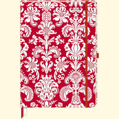 Großes Einschreibbuch. Rot-weiß geflockt