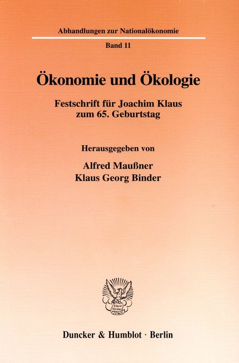 &Ouml;konomie und &Ouml;kologie. - 