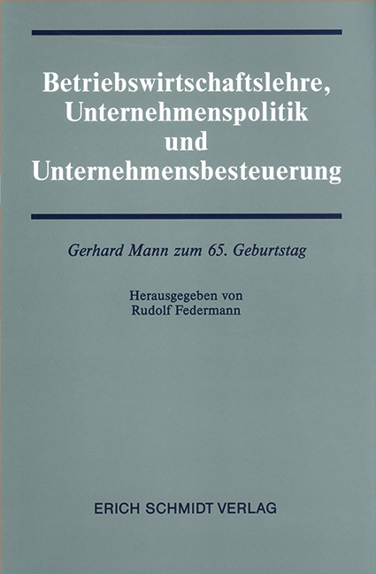 Betriebswirtschaftslehre, Unternehmenspolitik und Unternehmensbesteuerung - 