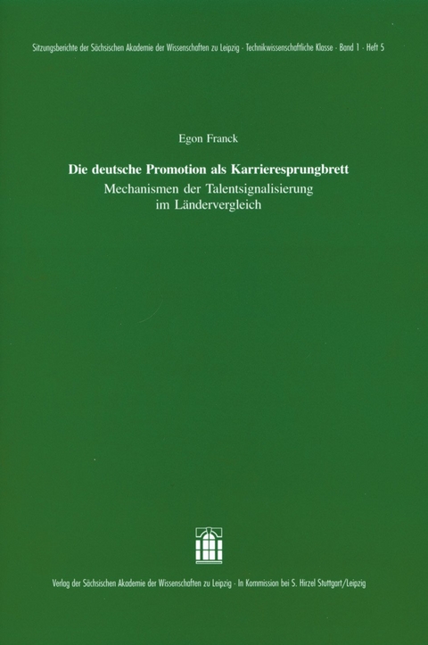 Die deutsche Promotion als Karrieresprungbrett - Egon Franck