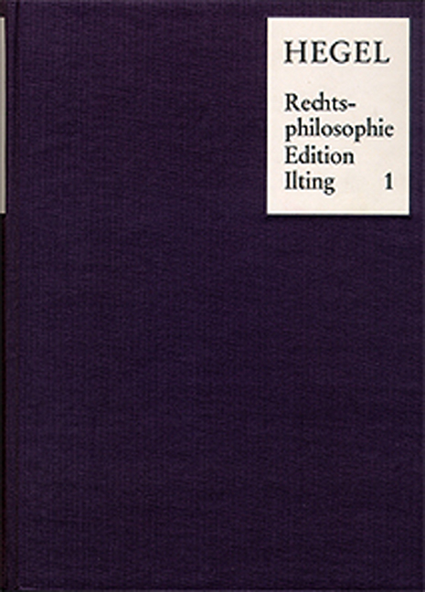 Vorlesungen &uuml;ber Rechtsphilosophie 1818-1831 / Band 1 - Georg Wilhelm Friedrich Hegel