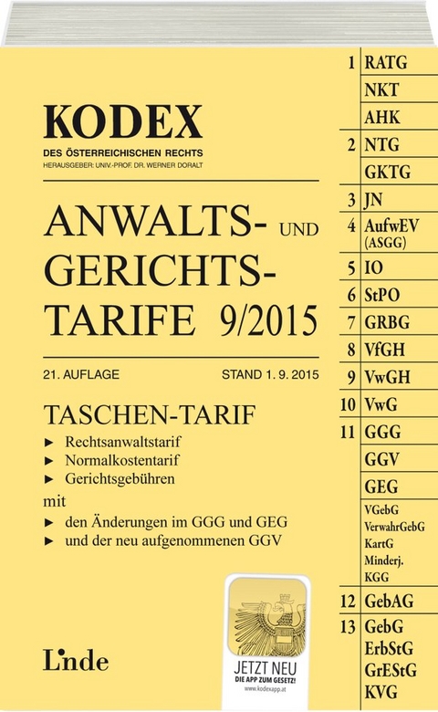 KODEX Anwalts- und Gerichtstarife 9/2015 - Oskar Strassegger