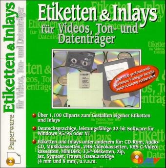 Etiketten und Inlays f&uuml;r Videos, Tontr&auml;ger und Datentr&auml;ger, 1 CD-ROM