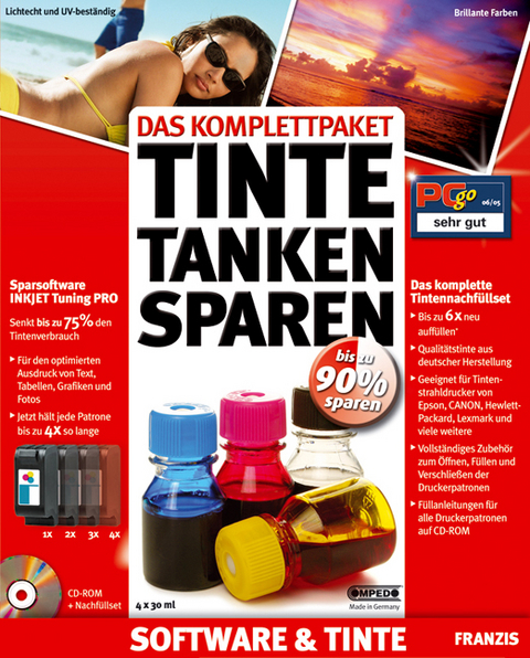 Tinte Tanken Sparen, 1 CD-ROM u. Tintennachfüllset