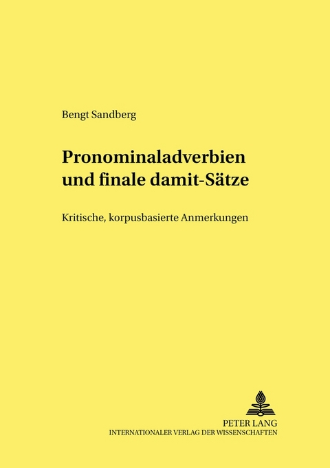 Pronominaladverbien und finale &laquo;damit&raquo;-S&auml;tze - Bengt Sandberg