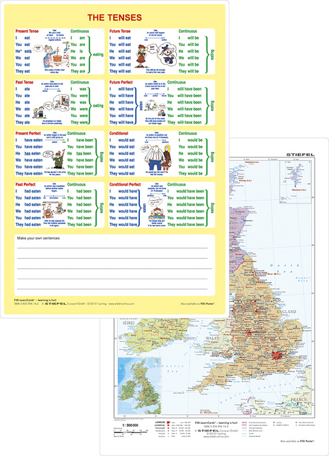 The Tenses / British Isles political - Lernkarte DIN A4 - Heinrich Stiefel