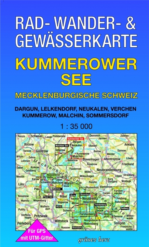 Rad-, Wander- und Gew&auml;sserkarte Kummerower See - Mecklenburgische Schweiz - 