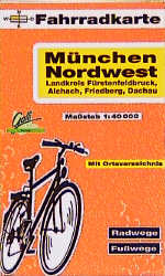 Fahrradkarte München Nordwest, Lkr. Fürstenfeldbruck, Aichach, Friedberg, Dachau
