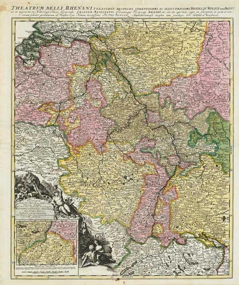 Rheinlaufkarte 1690 - Peter (der &Auml;ltere) Schenk