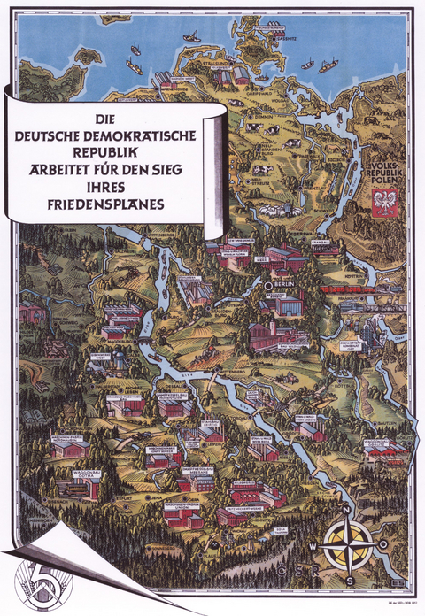 Historische Karte: Die DDR 1952 aus der Vogelperspektive