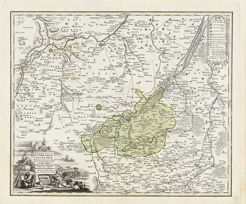 Historische Karte: Ämter Naumburg, Zeitz und die Herrschaft Droyßig. 1732 (Plano) - Johann George Schreiber