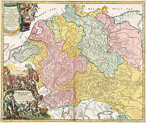 Historische Flußlaufkarte: Älteste Flusslauf Karte Deutschlands - Hydrographia Germaniae 1712 (Plano) - Johann B Homann