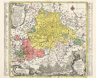 Historische Karte der Fürstentumer Altenburg und Ronneburg 1757 (Plano)