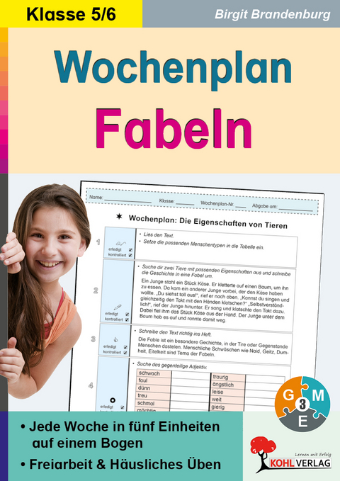 Wochenplan Fabeln / Klasse 5-6 - Birgit Brandenburg